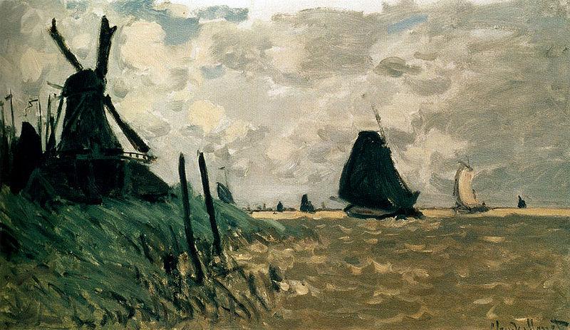 Claude Monet A Windmill Near Zaandam Norge oil painting art